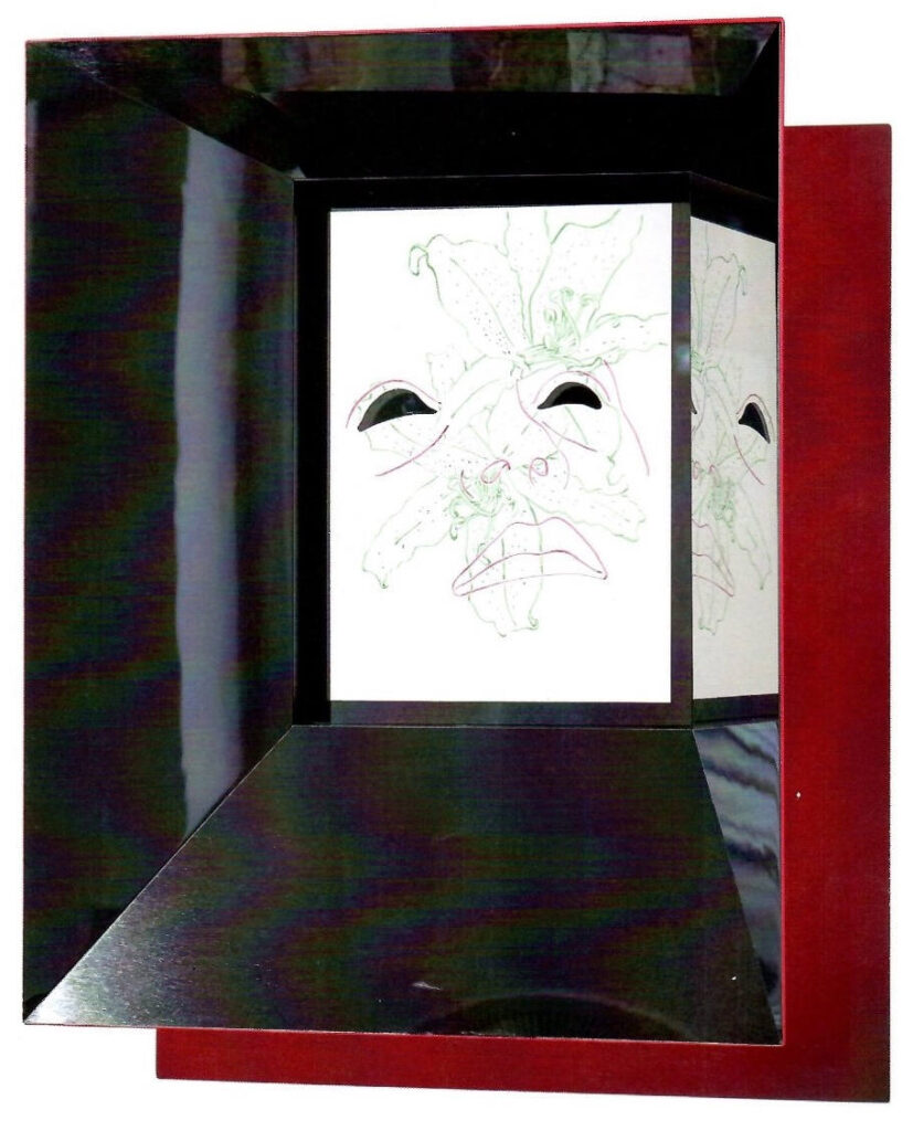 Patrick Tuttofuoco «Surrender your Eyes (drawing)», 2024, China su carta, acciaio, 56x43x13 cm