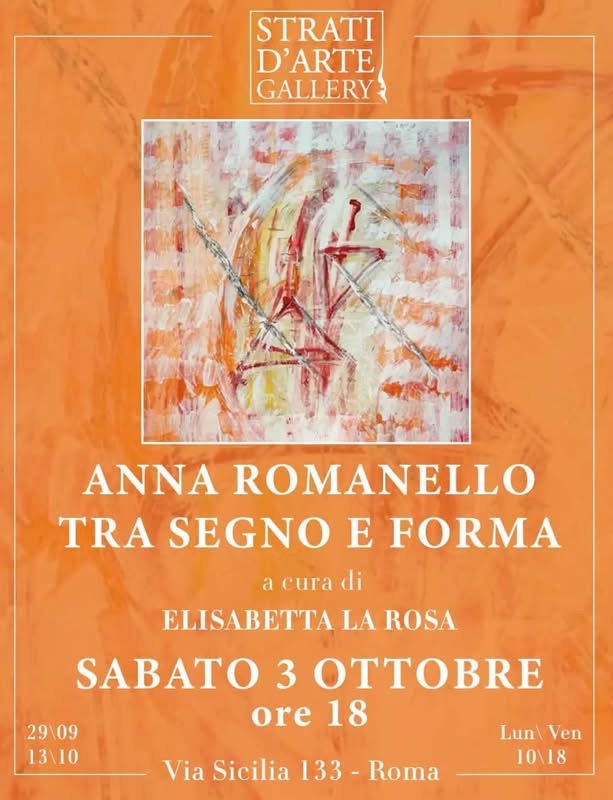 Locandina Vernissage Tra segno e forma – Anna Romanello, a cura di Elisabetta la Rosa