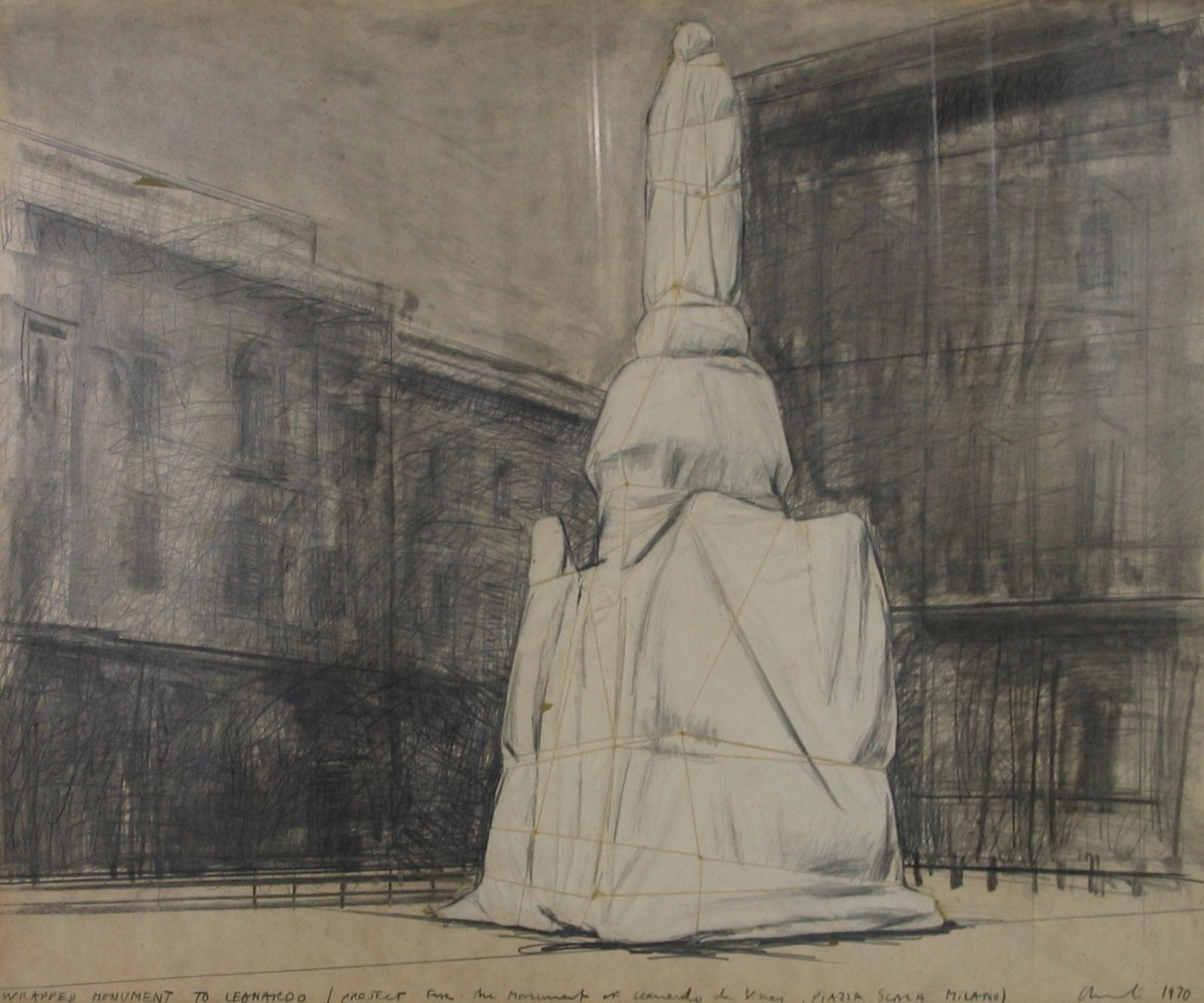 Christo, 1970 wrapped monument Leonardo